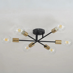 Lustre Moderno Dourado 6 Lâmpadas