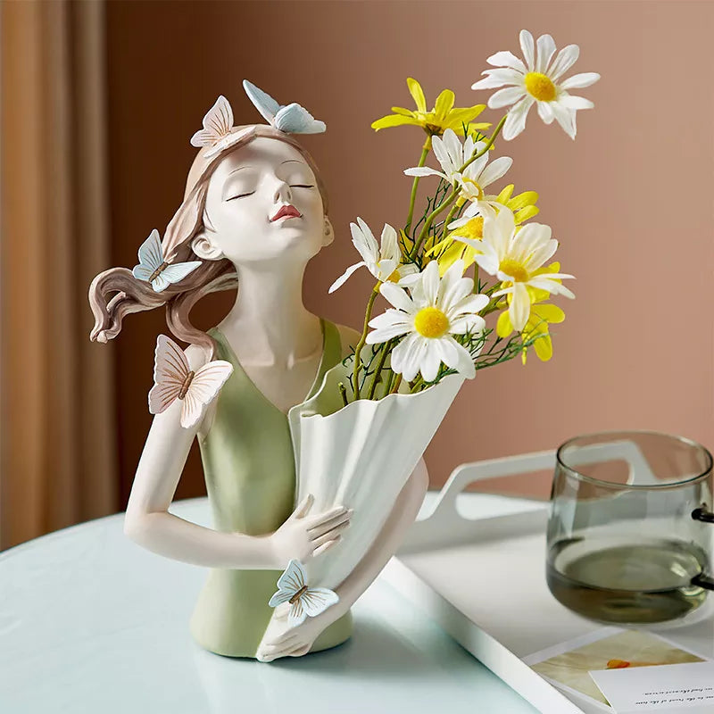 Busto Decorativo Lili Butterfly Flores Estatueta