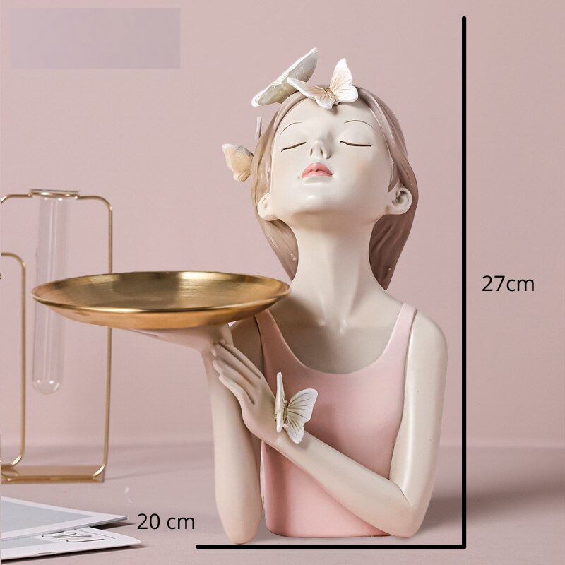Busto Decorativo Lili Butterfly Bandeja Estatueta