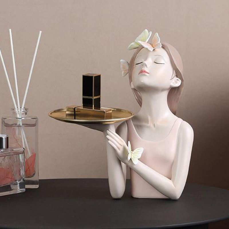 Busto Decorativo Lili Butterfly Bandeja Estatueta