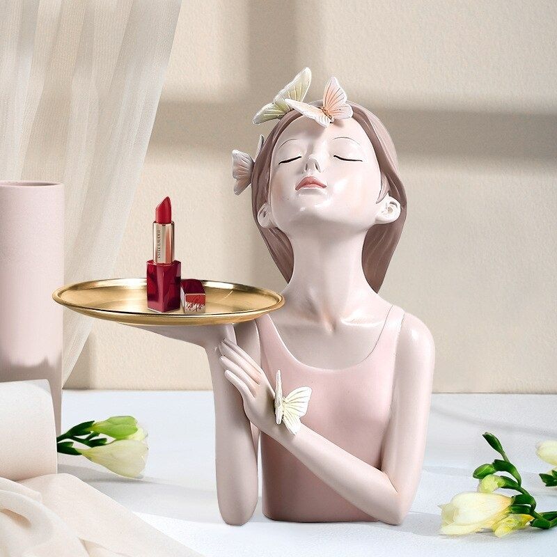 Busto Decorativo Lili Butterfly Bandeja Estatueta