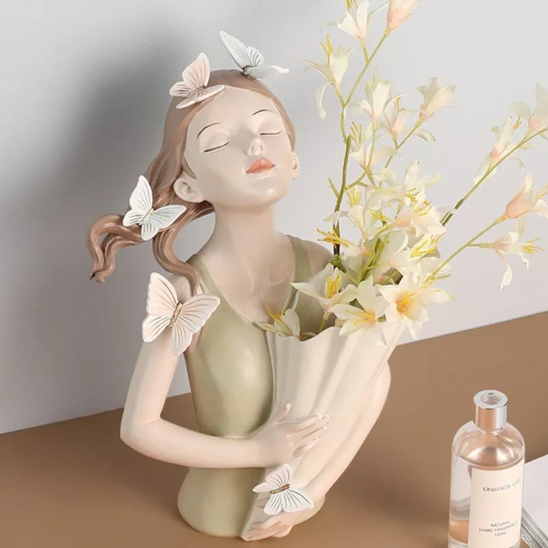 Busto Decorativo Lili Butterfly Flores Estatueta