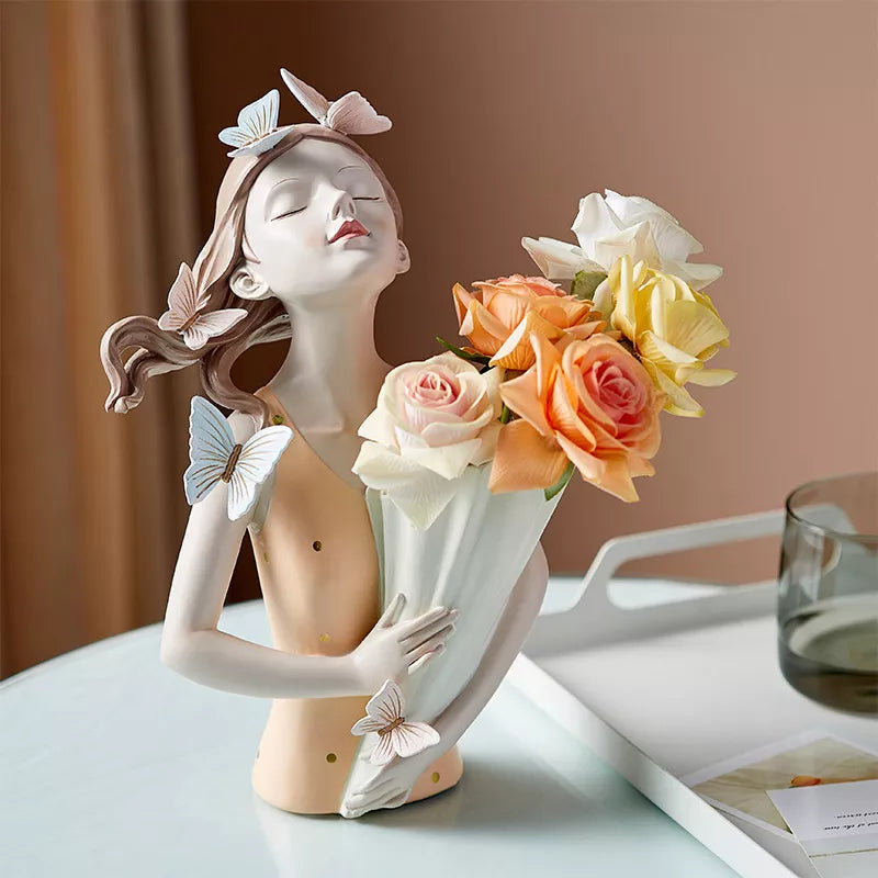 Busto Decorativo Lili Butterfly Flores Estatueta