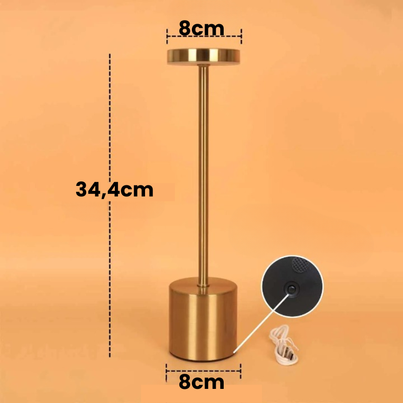 Luminária de Mesa LED Recarregável Sem Fio Metal