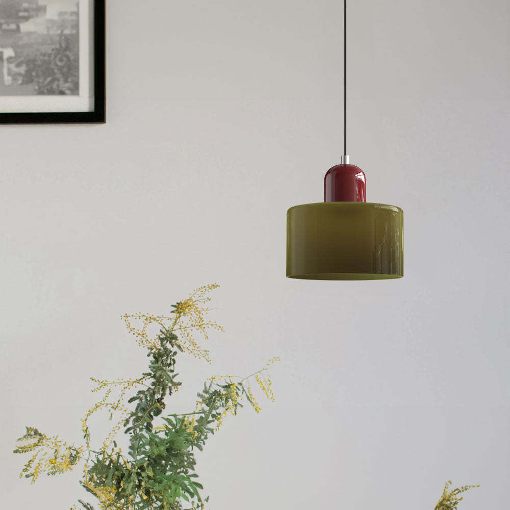Luminária Pendente Pequena de Vidro Estilo Bauhaus