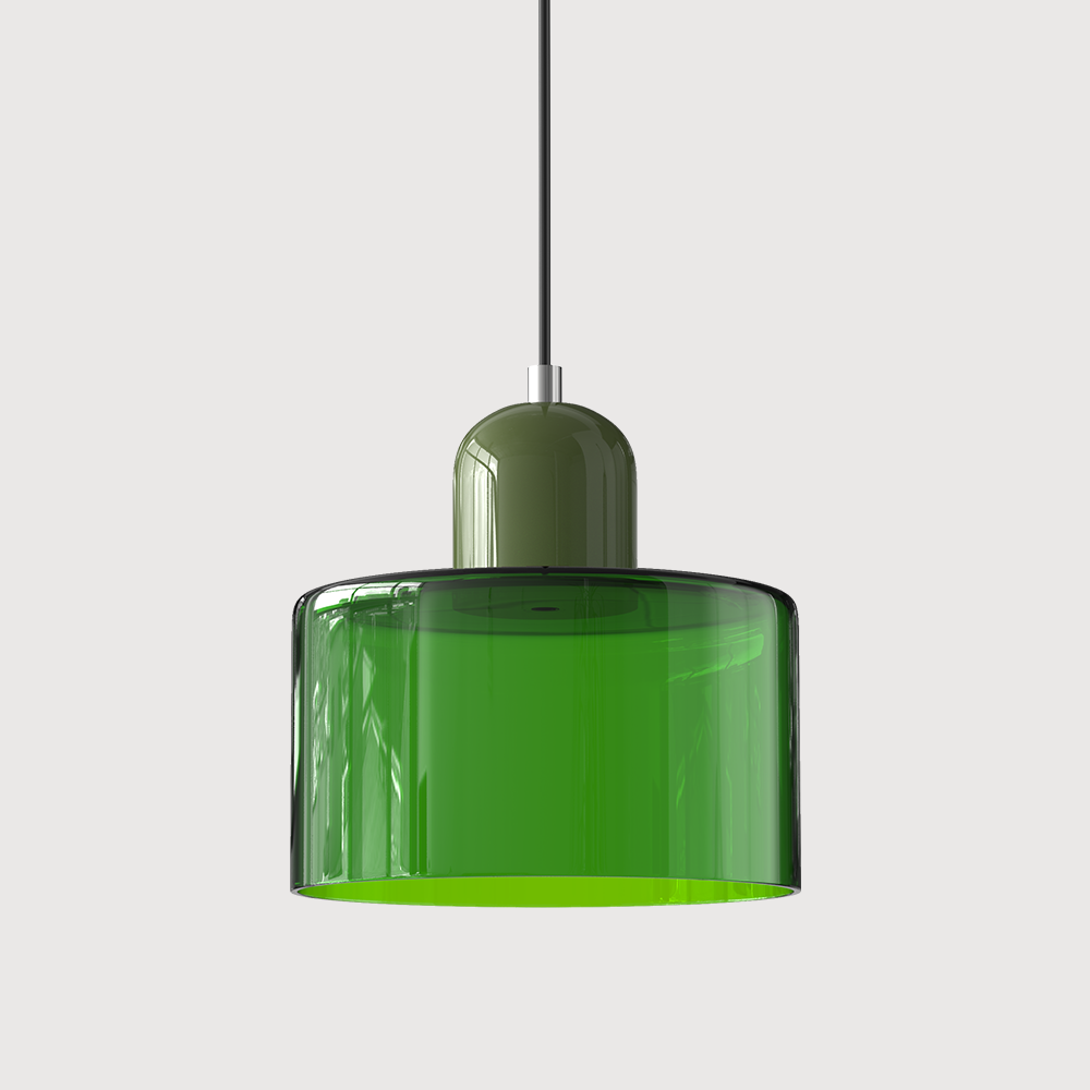 Luminária Pendente Pequena de Vidro Estilo Bauhaus
