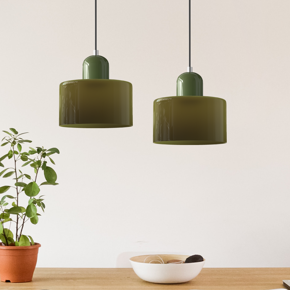 Luminária Pendente Pequena de Vidro Estilo Bauhaus