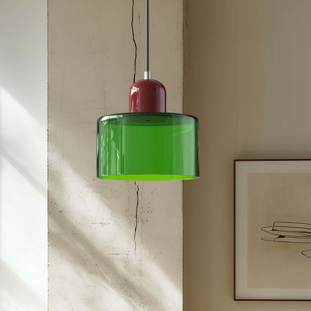 Luminária Pendente Pequena de Vidro Estilo Bauhaus