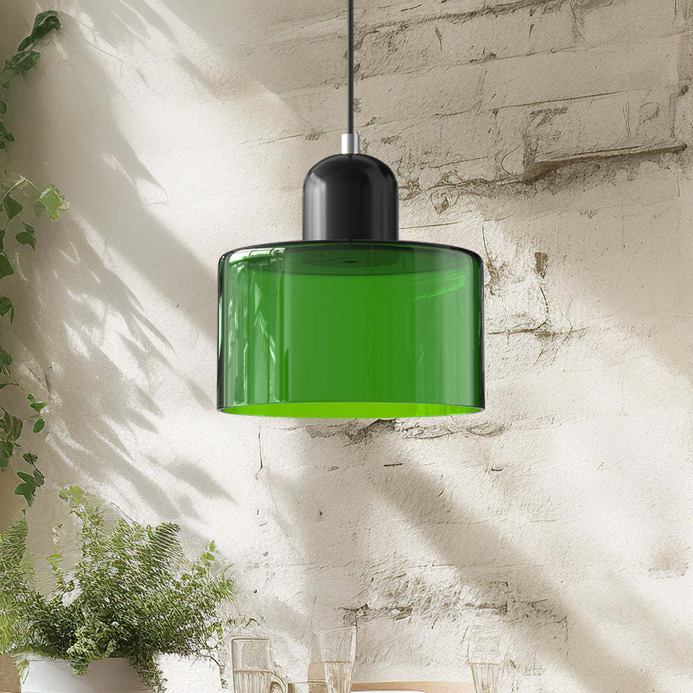 Luminária Pendente Pequena de Vidro Estilo Bauhaus