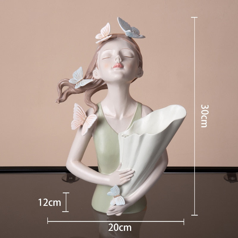 Busto Decorativo Lili Butterfly Flores Estatueta