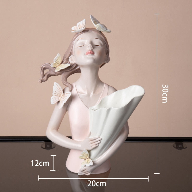 Busto Decorativo Lili Butterfly Flores Estatueta