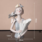 Busto Decorativo Lili Butterfly Flores Estatueta