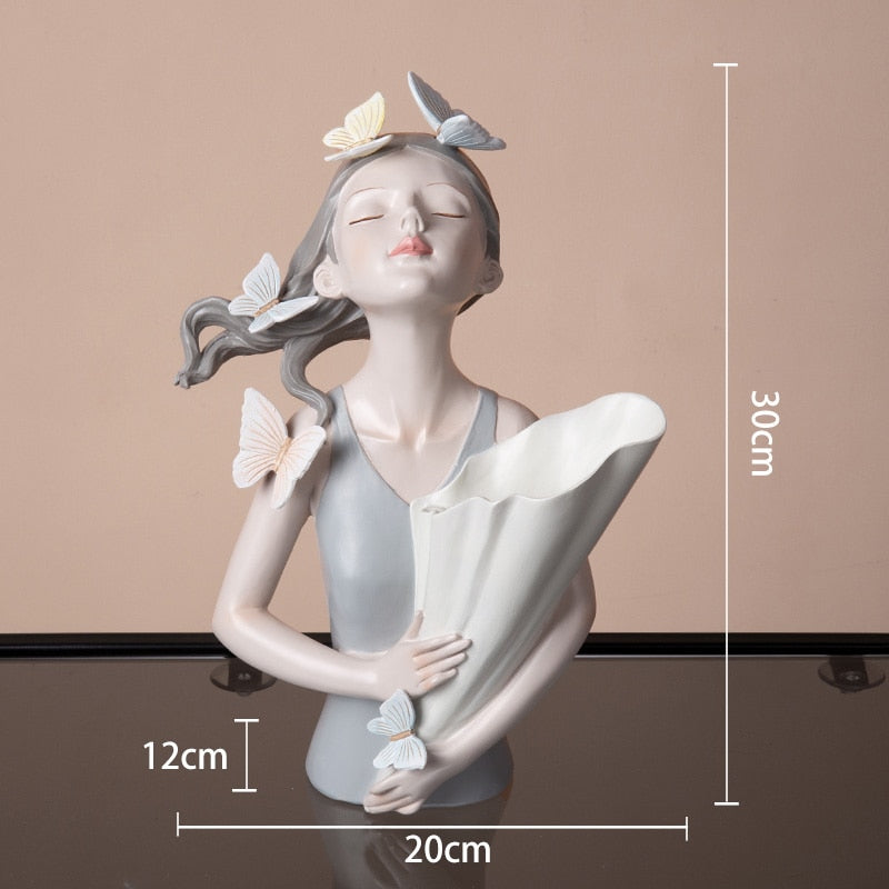 Busto Decorativo Lili Butterfly Flores Estatueta
