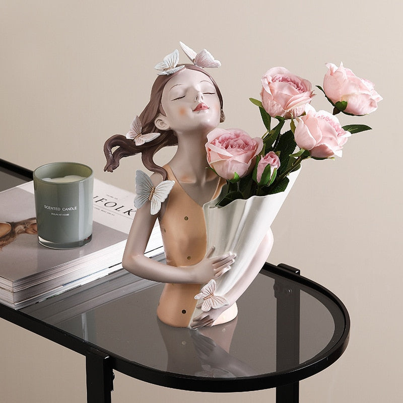 Busto Decorativo Lili Butterfly Flores Estatueta