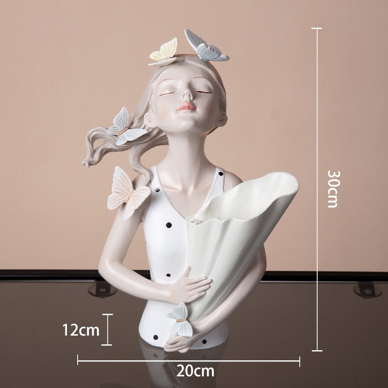 Busto Decorativo Lili Butterfly Flores Estatueta