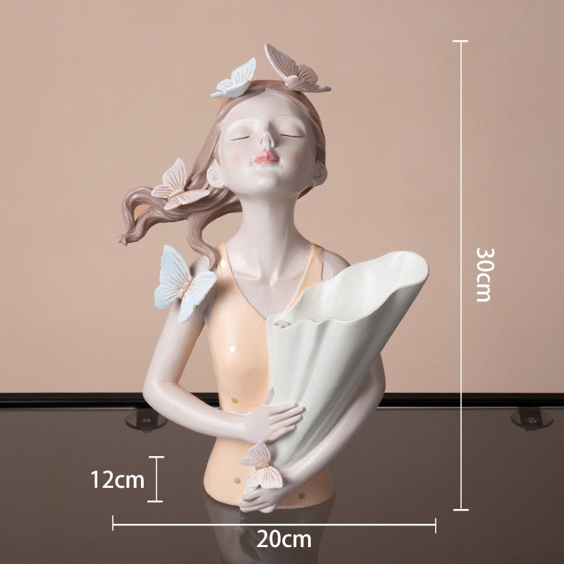 Busto Decorativo Lili Butterfly Flores Estatueta