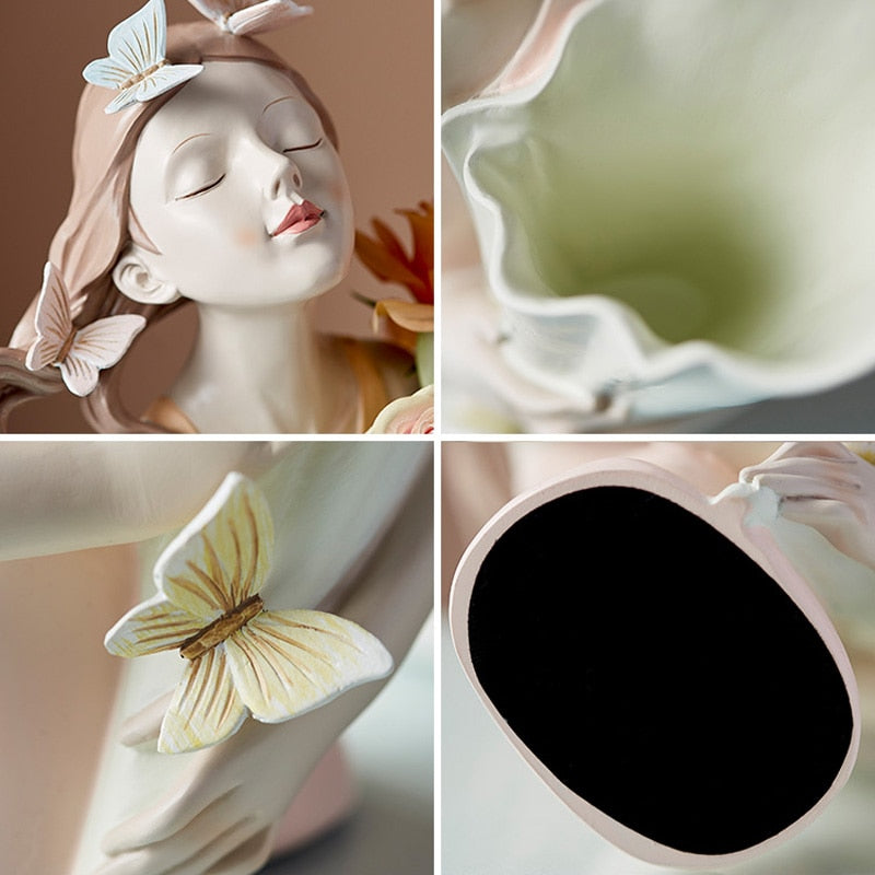 Busto Decorativo Lili Butterfly Flores Estatueta