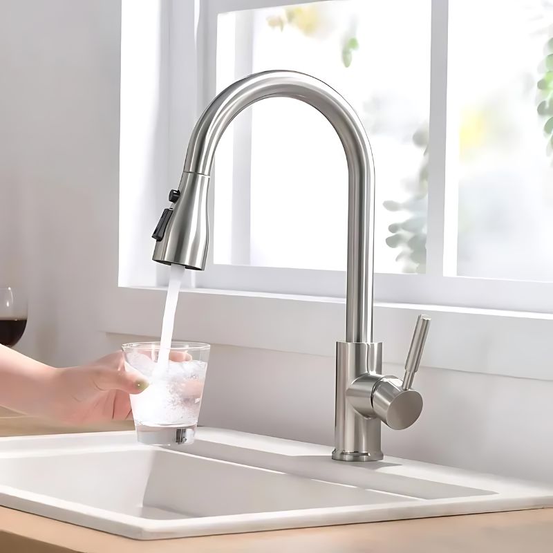 Torneira para Cozinha Escovada Monocomando 360° Sync