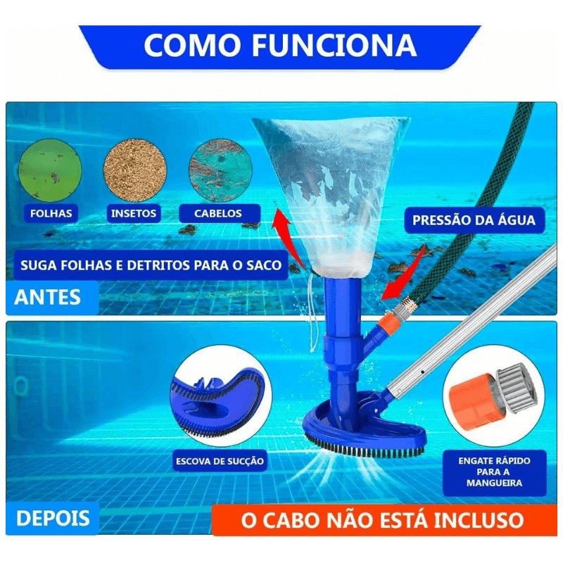 Aspirador A Vácuo Para Piscina Prático E Econômico