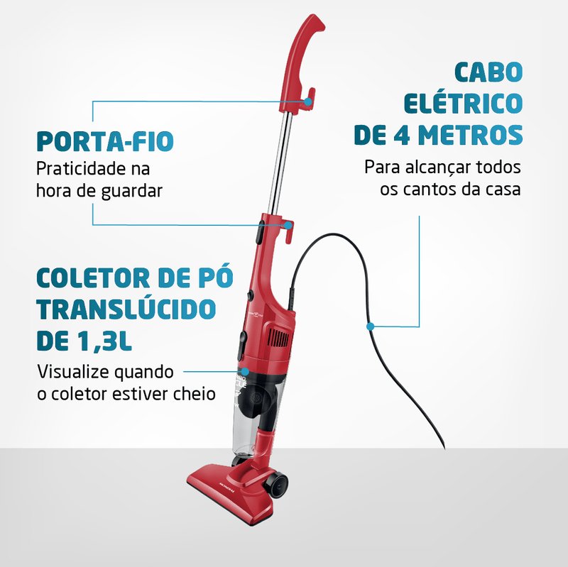 Aspirador de Pó Vertical 2 em 1 Mondial Turbo Cycle AP30 1200W