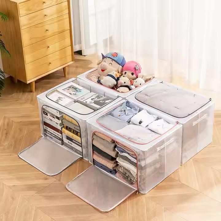 Kit 4 Caixas Organizadoras Guarda Roupa Armazenamento Grande 66L Prova D'Água Dobrável Multiuso Já!!