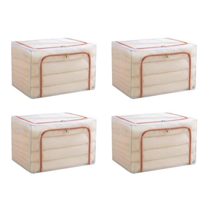 Kit 4 Caixas Organizadoras Guarda Roupa Armazenamento Grande 66L Prova D'Água Dobrável Multiuso Já!!