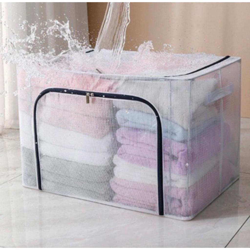 Kit 4 Caixas Organizadoras Guarda Roupa Armazenamento Grande 66L Prova D'Água Dobrável Multiuso Já!!