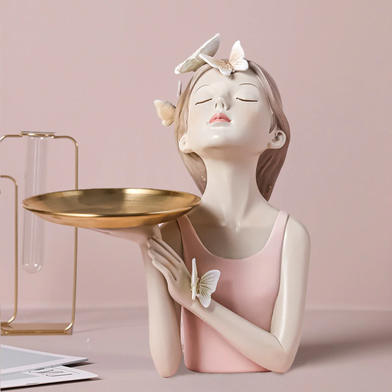 Busto Decorativo Lili Butterfly Bandeja Estatueta