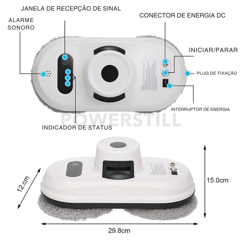 Robô Limpador de Vidros Automático com Controle Remoto